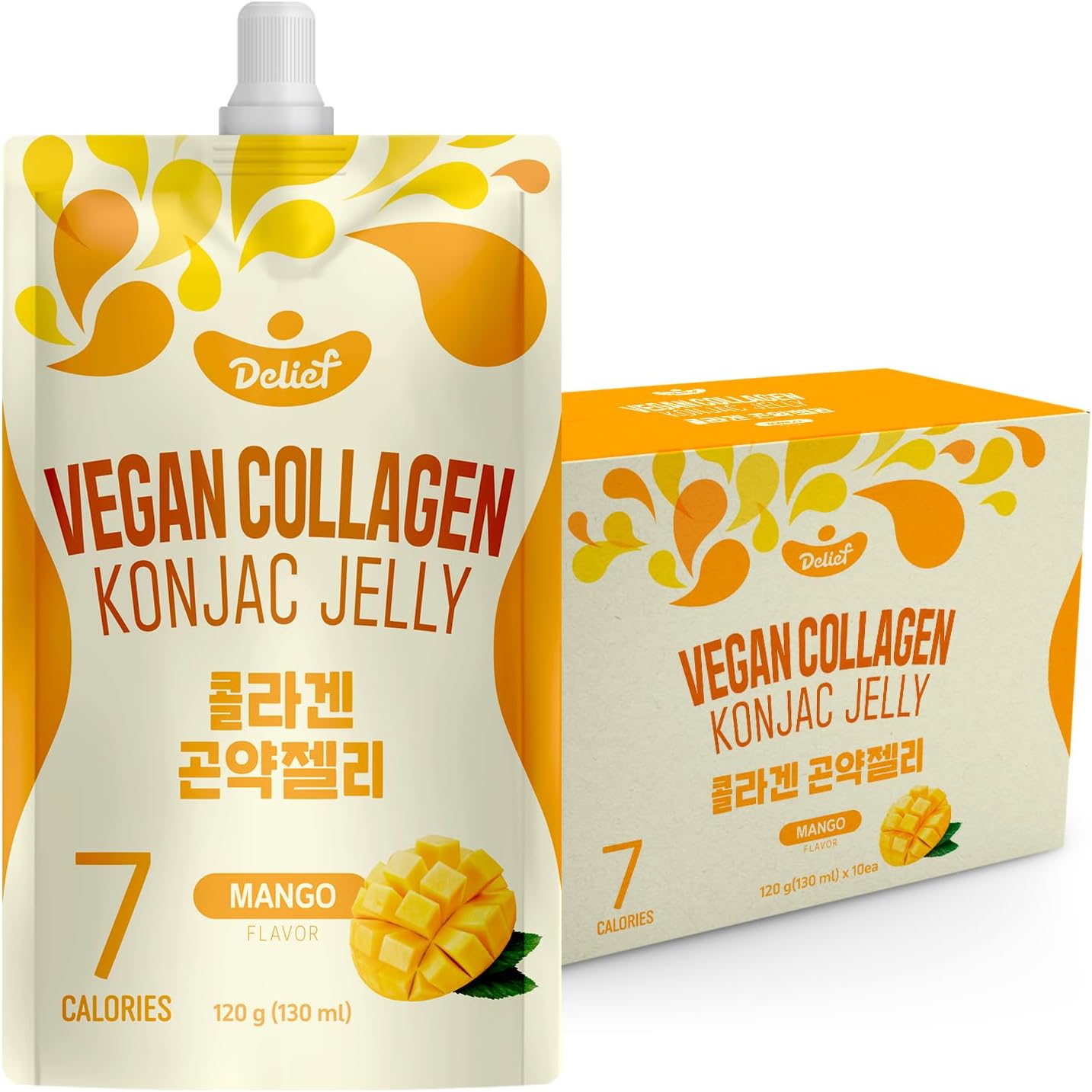 DELIEF Vegan Collagen Konjac Jelly Green Grape, Mango, Peach, Lychee